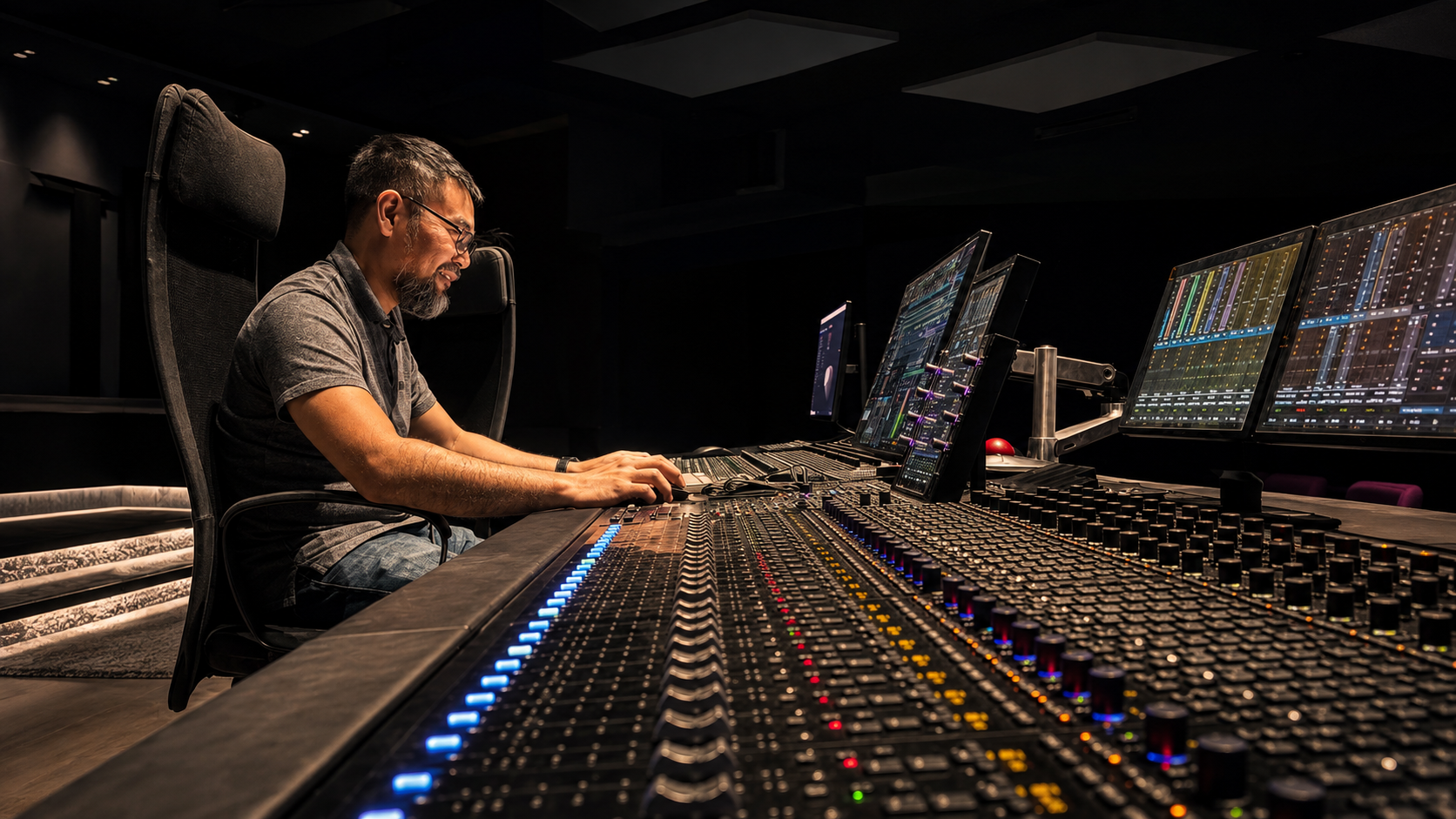 Audio engineer at the FINAS mixing console